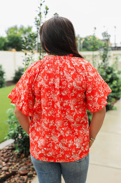 Layerz Bell Top- Red Floral
