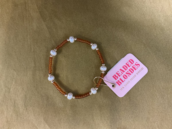 Beaded Blondes Burnt Orange Pearl Bracelet