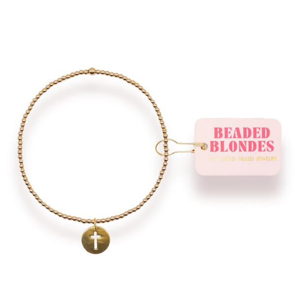 Beaded Blondes Cross Cutout Charm Bracelet