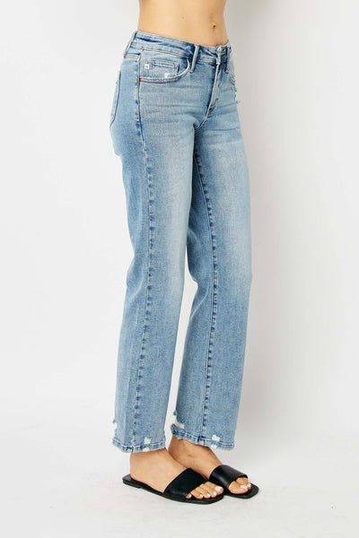 Judy Blue Mid-Rise,Destroy Straight Jeans