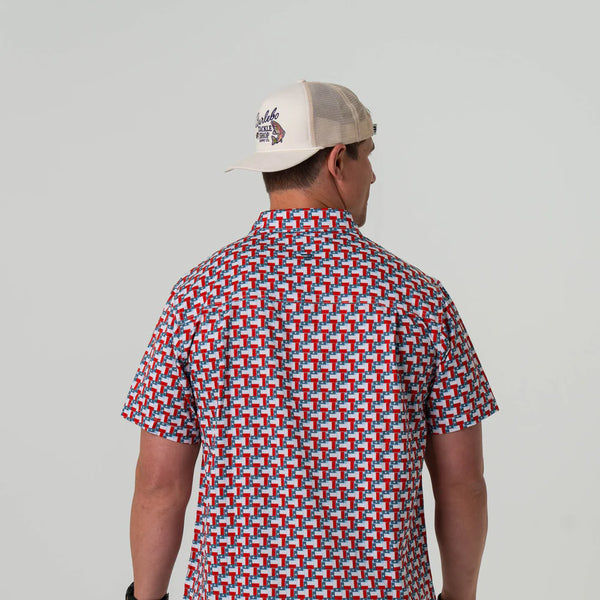 Burlebo Performance Button Up- Texas Flags