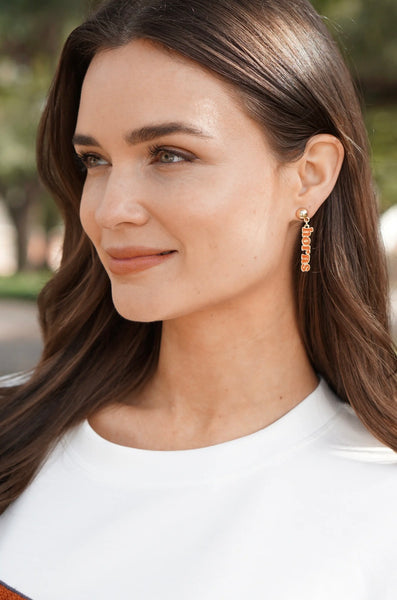 Texas Longhorns Slogan Earrings in Burnt Orange/Shiny Gold