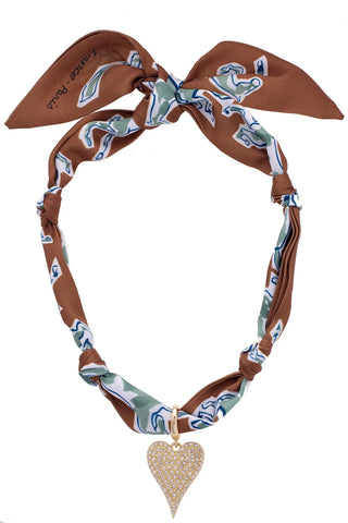 Winnie Pave Heart Scarf Necklace