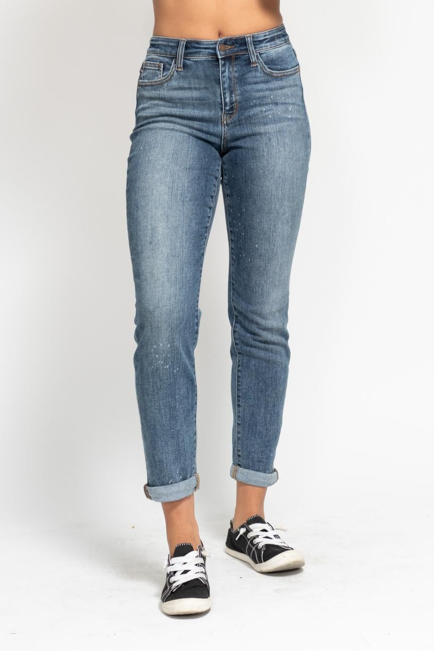 Judy Blue High Rise Bleach Splash Boyfriend Jeans