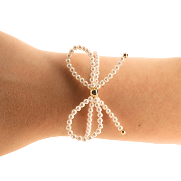 Beaded Blondes Pearl Bow Bracelet