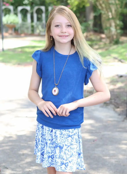 Girls Blue Bow Set
