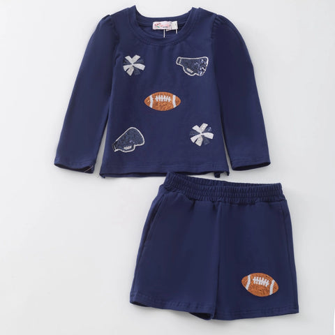 Sparkle Cheer Girls Set-Navy/Royal Blue