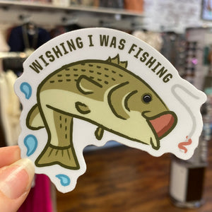 Wishing I was Fishing Sticker