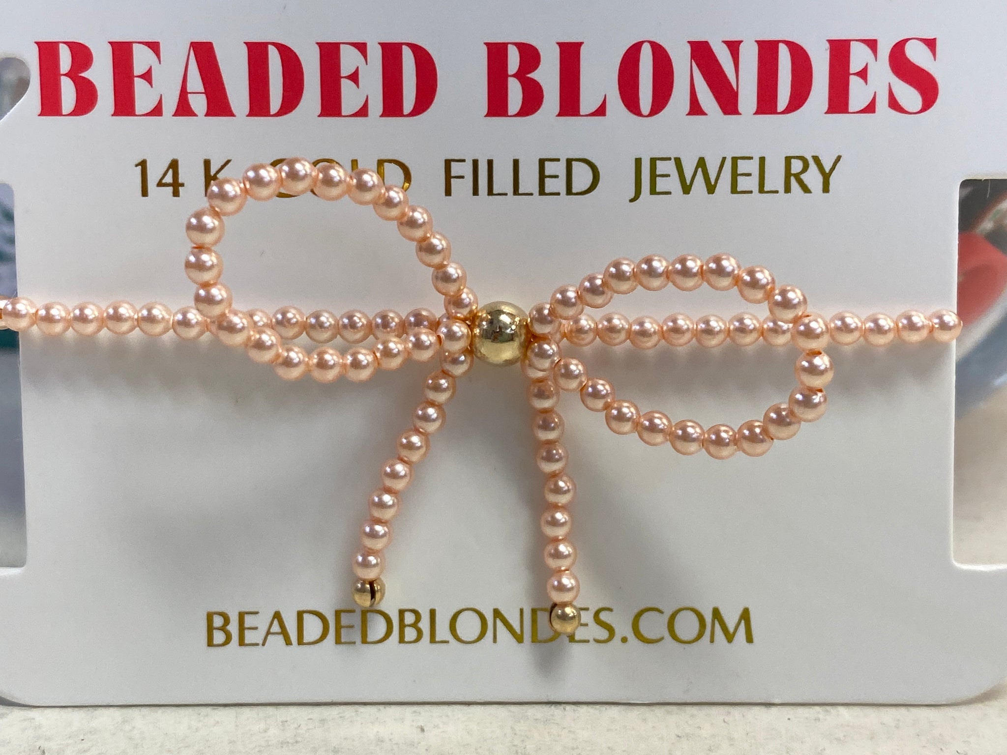 BB Champagne Pearl Beaded Bow Bracelet