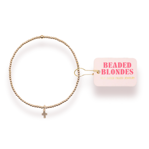 Beaded Blondes Cross Gold Charm Bracelet