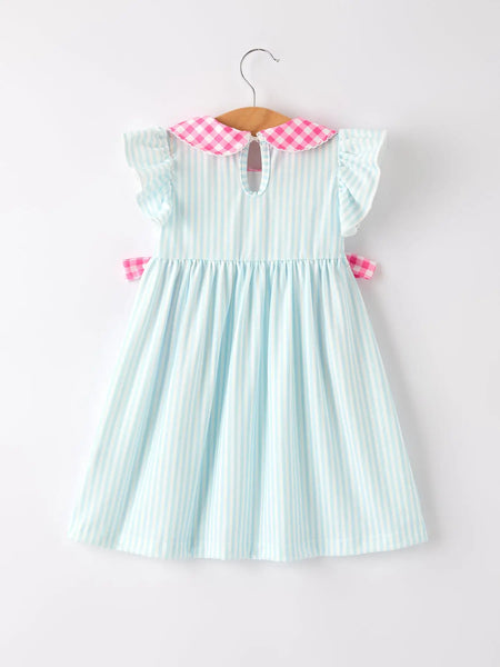 Back 2 school Striped lapel bow dress