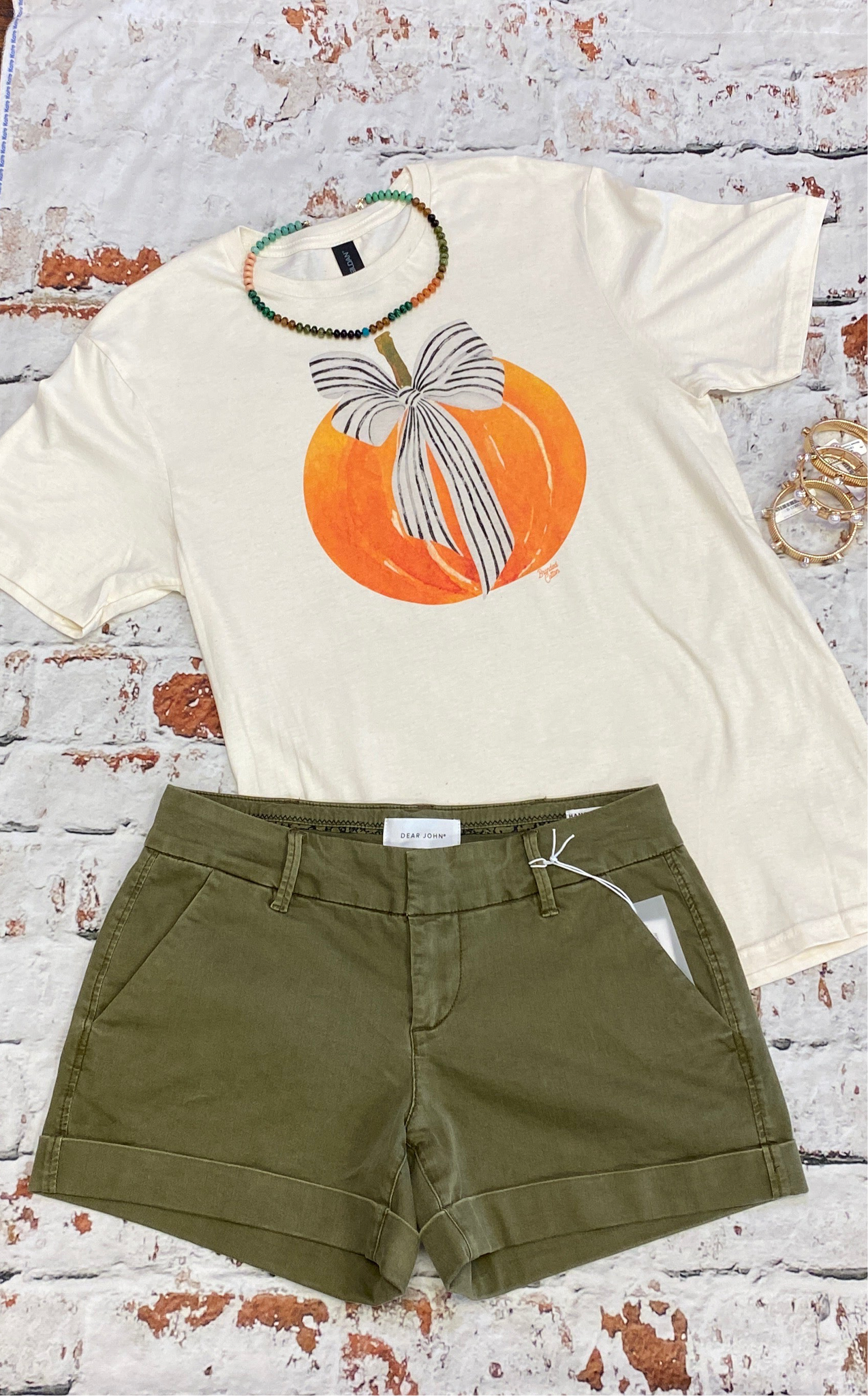 Pumpkin with Stripe bow tee