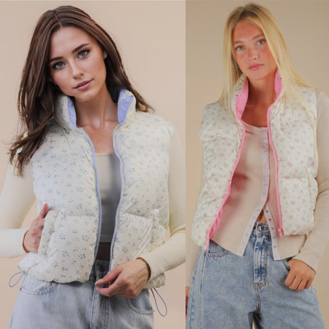 Floral Puffer Vest