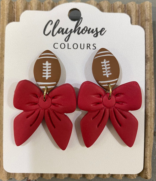 Football & Bow Earrings