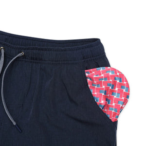 Burlebo Athletic Shorts - Navy w/ American Flag