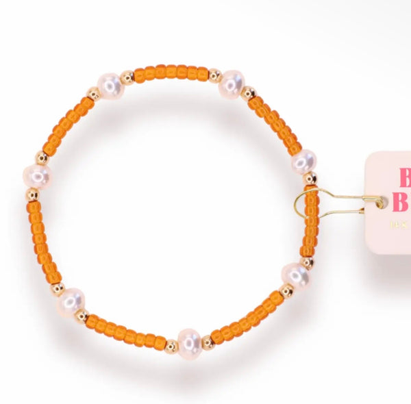 Beaded Blondes Burnt Orange Pearl Bracelet