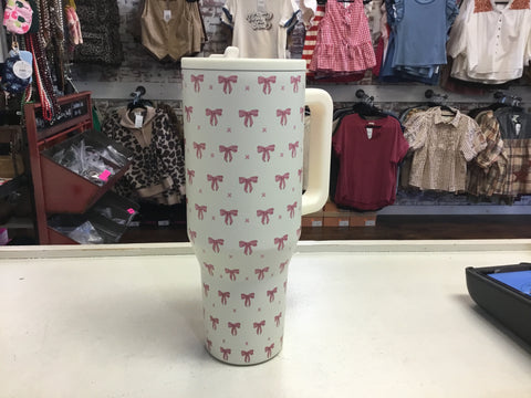 Bow Floral Vacuum Tumbler