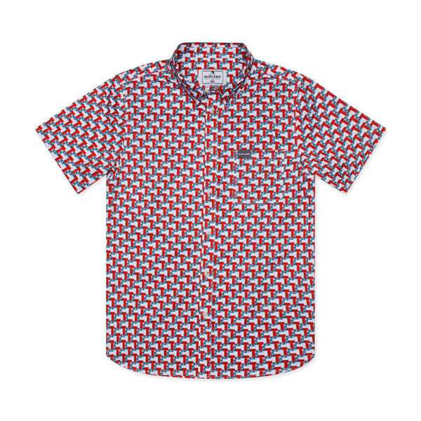 Burlebo Performance Button Up- Texas Flags