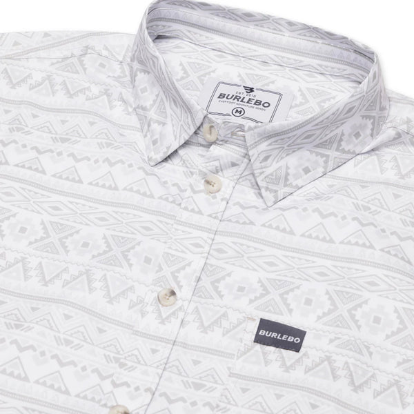 Burlebo Performance Button Up- Grey Aztec