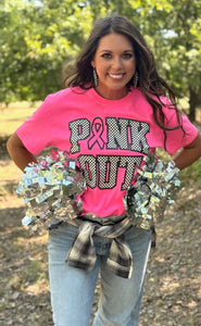 Texas True Checkered Pink Out Tee