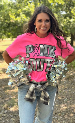 Texas True Checkered Pink Out Tee