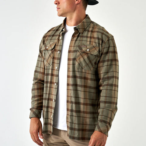 Burlebo Flannel Button Down- Timber Brown