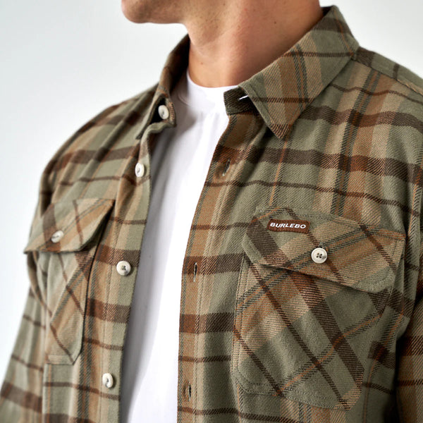 Burlebo Flannel Button Down- Timber Brown