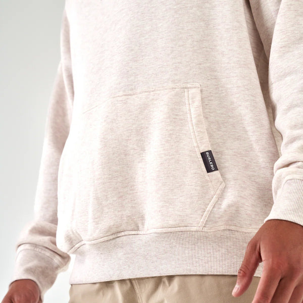 Burlebo Fleece Hoodie- TX Camo Flying B Logo- Heather Oatmeal