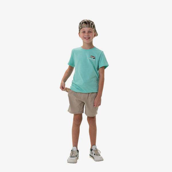 Burlebo Youth Athletic Shorts- Heather Khaki- Venado Camo Liner