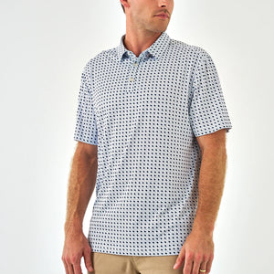 Burlebo Performance Polo- Texas- White & Navy