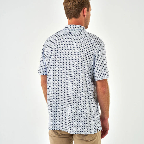 Burlebo Performance Polo- Texas- White & Navy