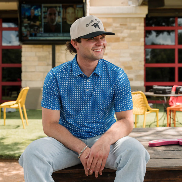 Burlebo Performance Polo- Texas- Blue & White