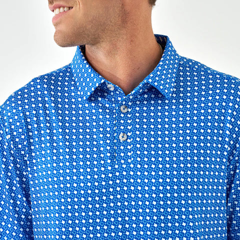 Burlebo Performance Polo- Texas- Blue & White