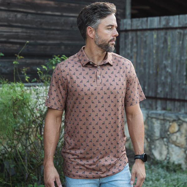 Burlebo Performance Polo- Whitetail Deer- Brown