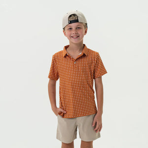 Burlebo Youth Performance Polo- Texas- Orange and White