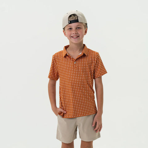 Burlebo Youth Performance Polo- Texas- Orange and White
