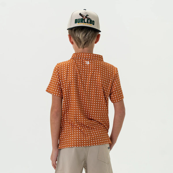 Burlebo Youth Performance Polo- Texas- Orange and White