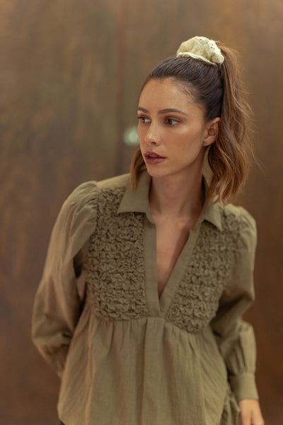 Honeycomb Babydoll Blouse