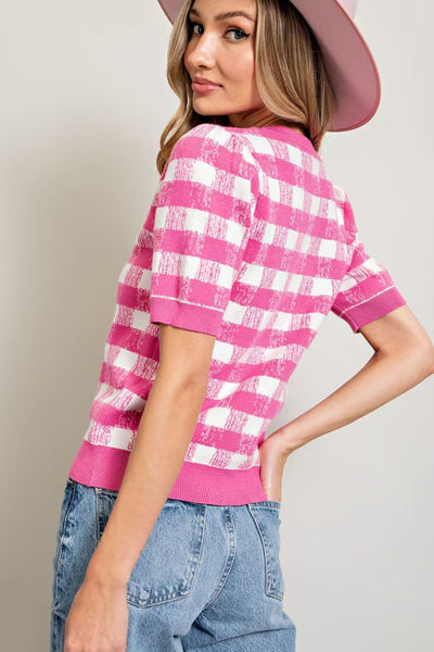 The Pink Plaid Sweater