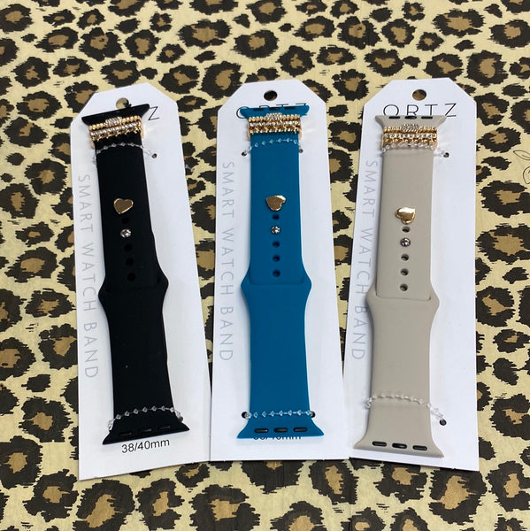 Solid Watch Band w/Charm & Rings