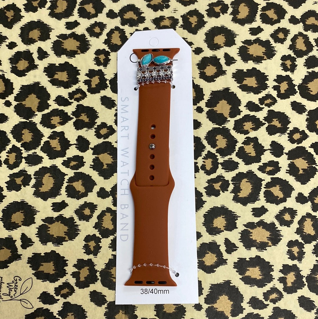 Solid Watch Band w/Turquoise Rings