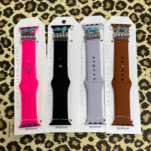 Solid Watch Band w/Turquoise Rings