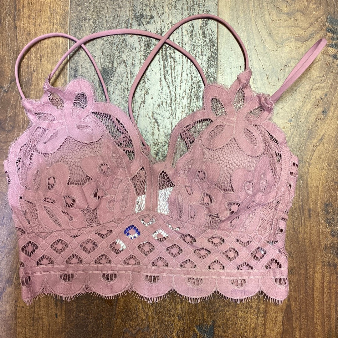 Lace Bralette With Criss Cross Straps