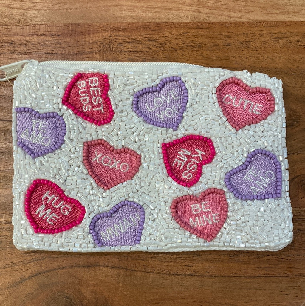 Beaded Heart Coin Purse