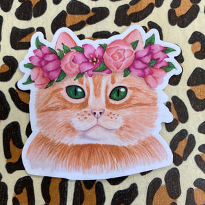 Flower Crown Kitty Sticker