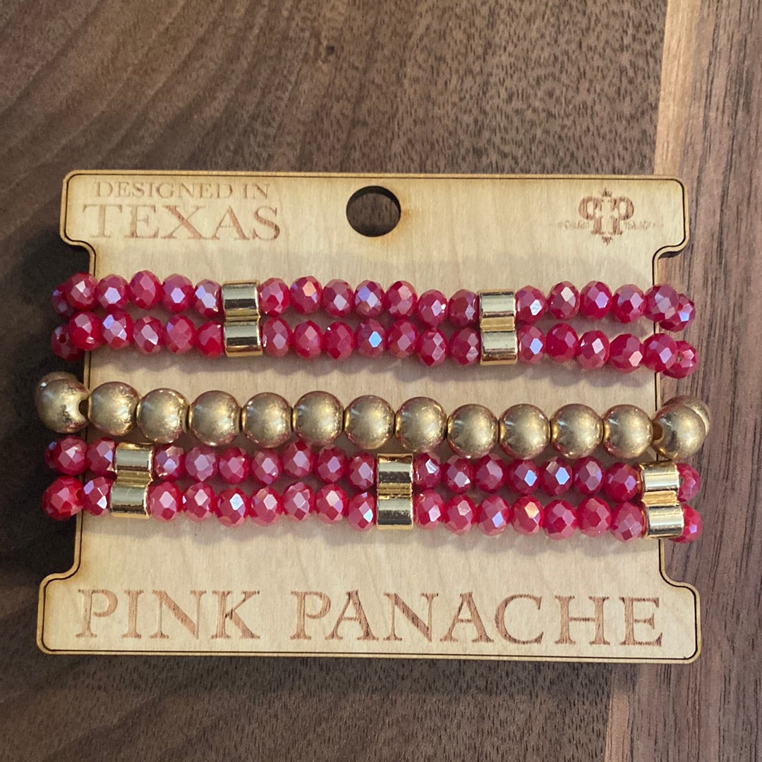 Ruby Gold Stretch Bracelet Set